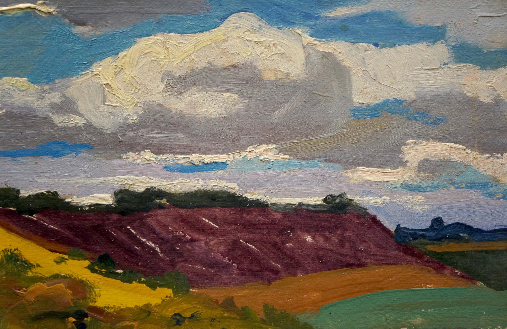 Oil painting of purple yellow mountain landscape by Korostelev Vladimir Alexandrovich