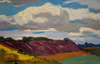 Oil painting of purple yellow mountain landscape by Korostelev Vladimir Alexandrovich