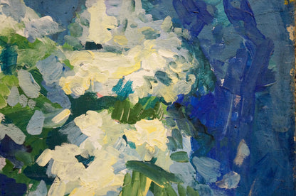 Oil painting Spring flowers: vibrant impressionist blossoms in impasto