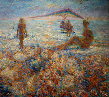 Vibrant impressionistic oil painting by Tytarenko Odarka Anatoliivna of beach scene