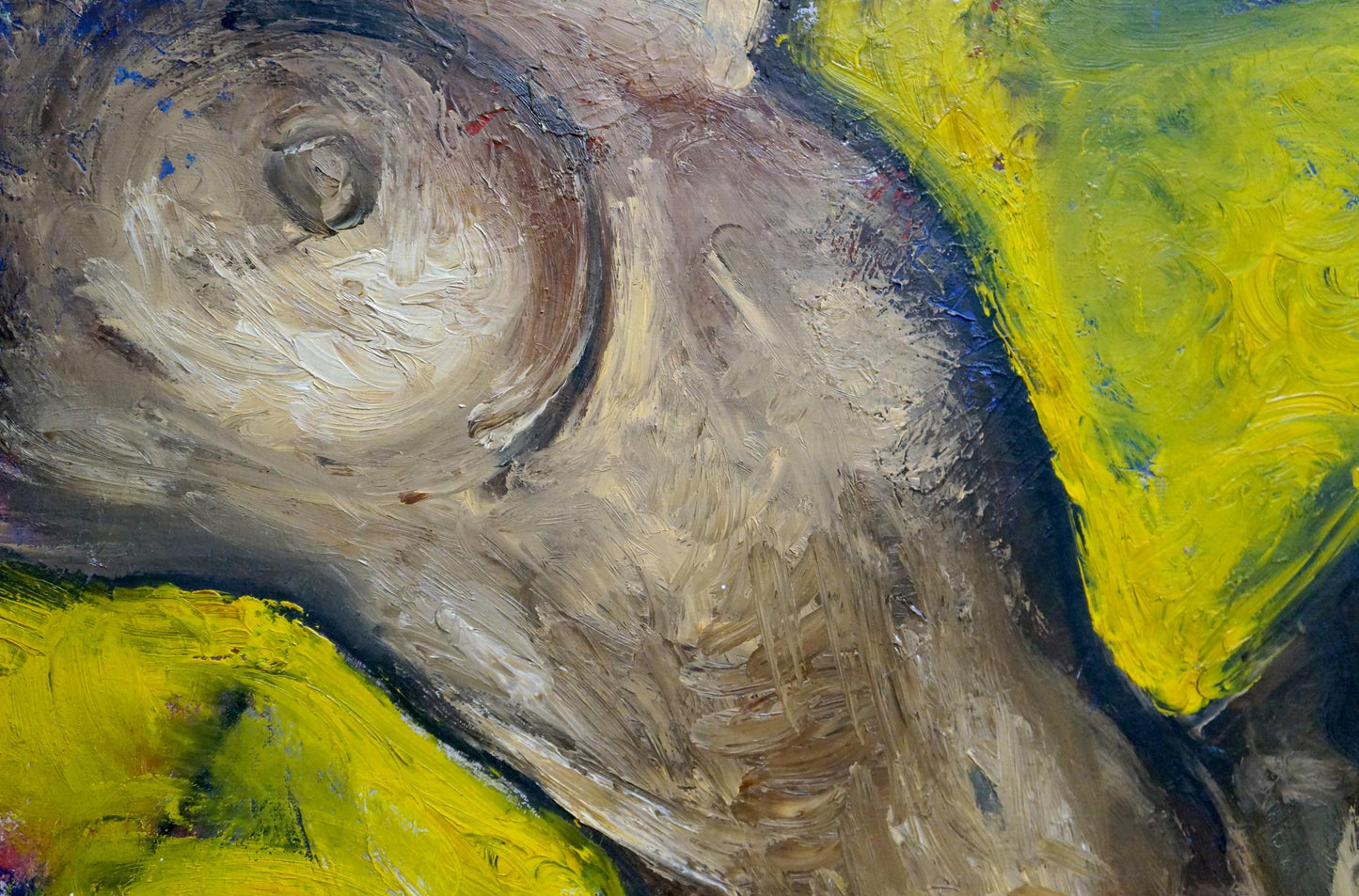 Abstract oil painting of female figure Elena Shchekina in earthy tones