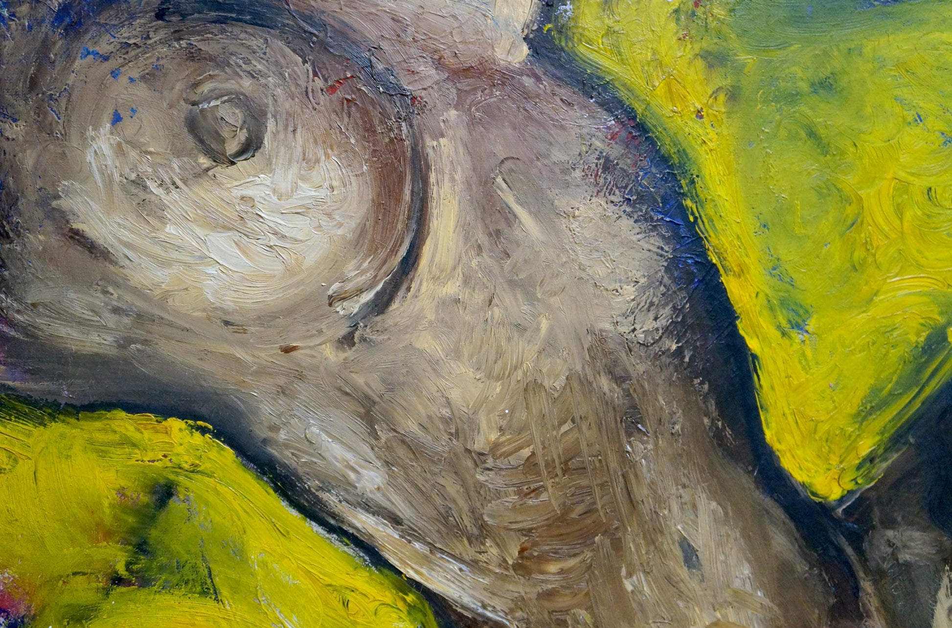 Abstract oil painting of female figure Elena Shchekina in earthy tones