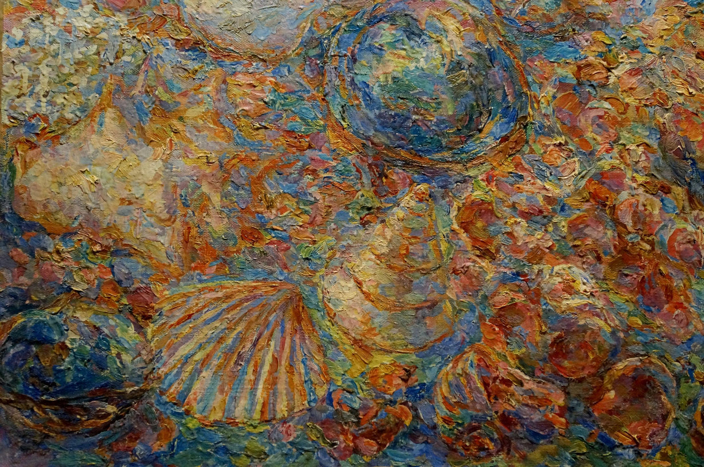 Vibrant oil painting of textured seashells by Tytarenko Odarka Anatoliivna