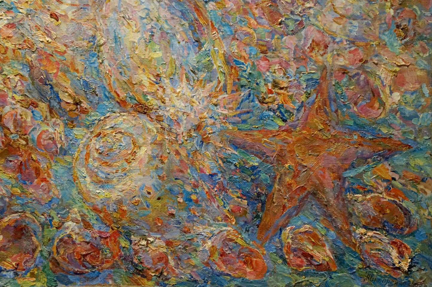 Oil painting On the Sea by Tytarenko Odarka Anatoliivna with orange starfish