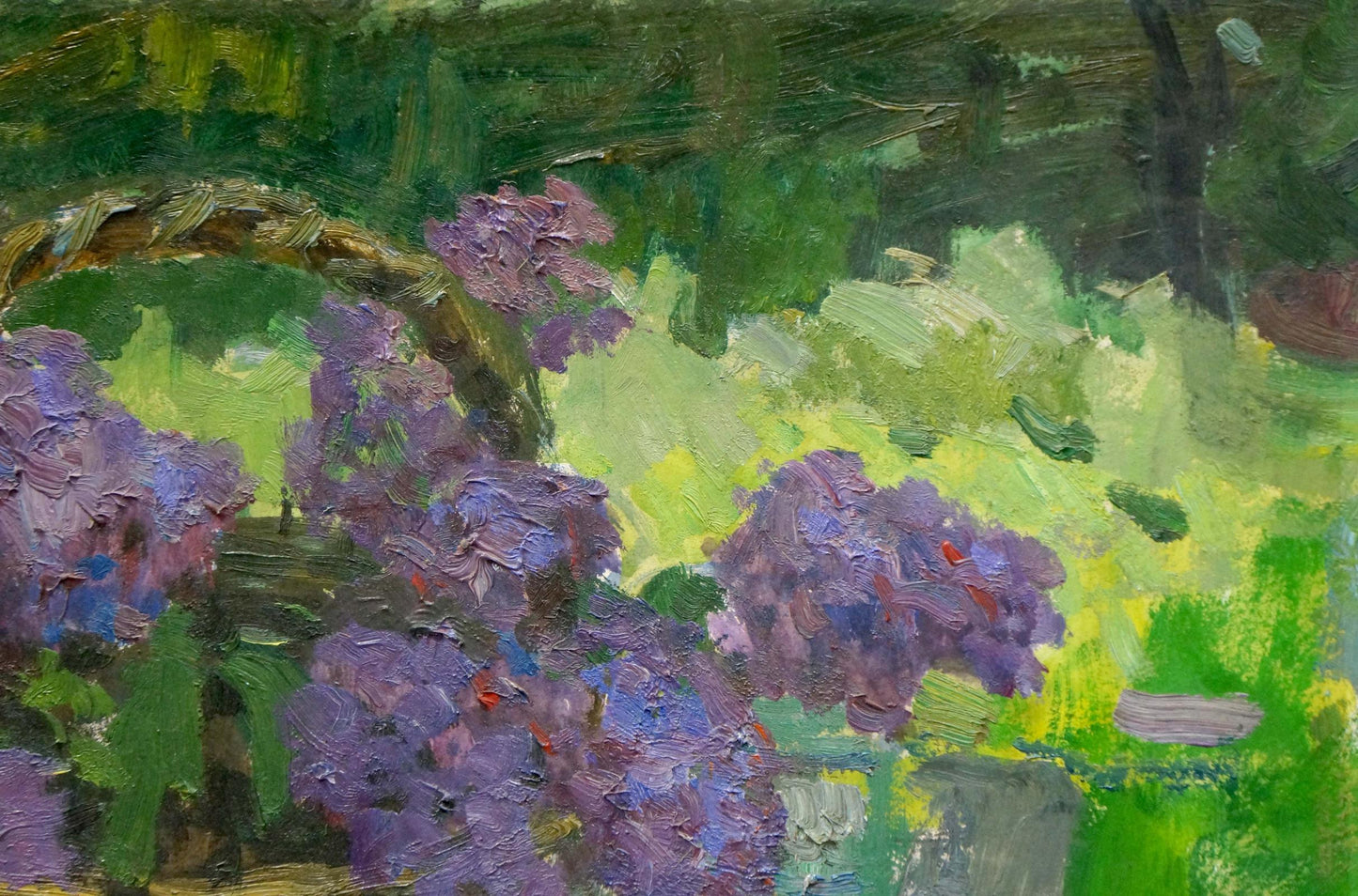 Oil painting of purple lilac blossoms by Stepan Filippovich Golub