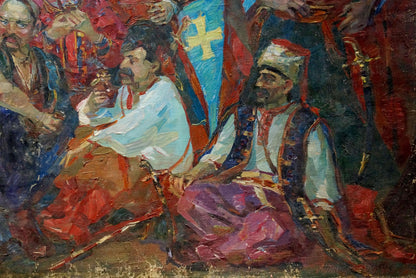 Vibrant oil painting of Cossack leaders portrait by Maria Titarenko