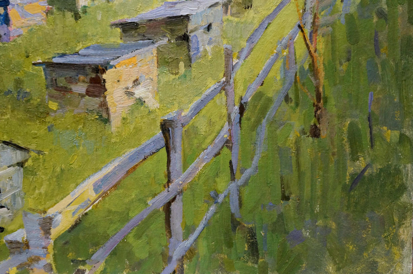 Oil painting Apiary by Serbutovsky Andrey Andreevich: rustic wooden fence
