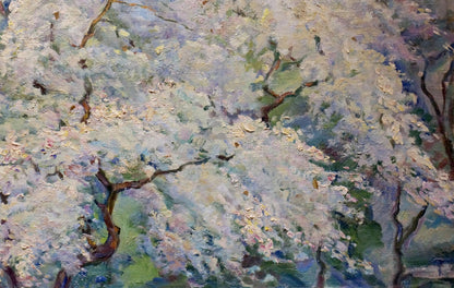 Impressionistic oil painting of blooming tree by Tytarenko Odarka Anatoliivna