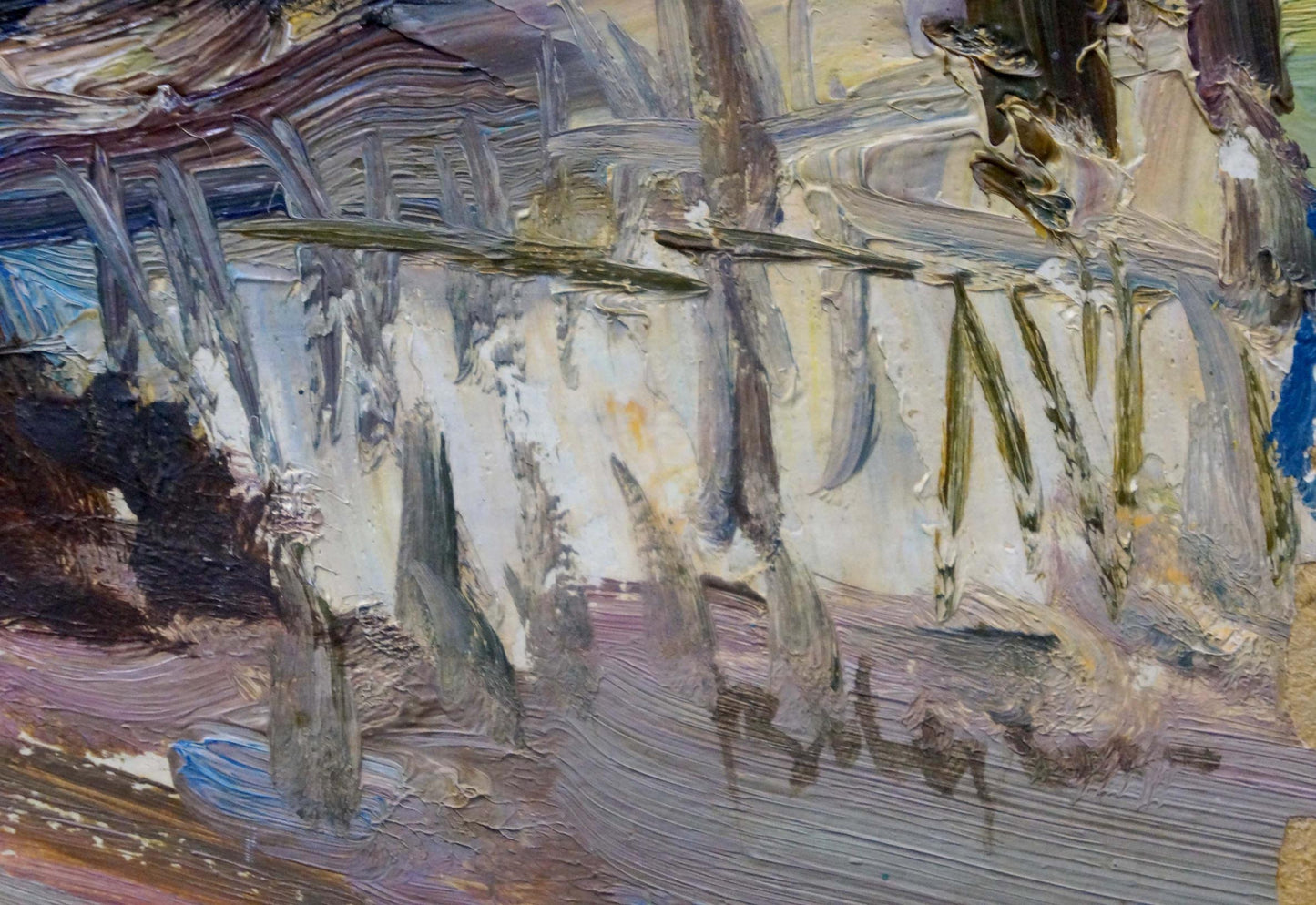 Abstract oil painting of home landscape by Leonid Ovsiyovych Muchnyk