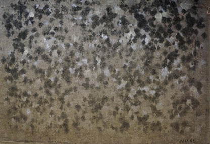 Oil painting of blooming tree by Tytarenko Odarka Anatoliivna, textured gray-beige abstract