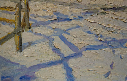 Sulimenko Petr Stepanovich winter landscape oil painting with impasto blue beige strokes