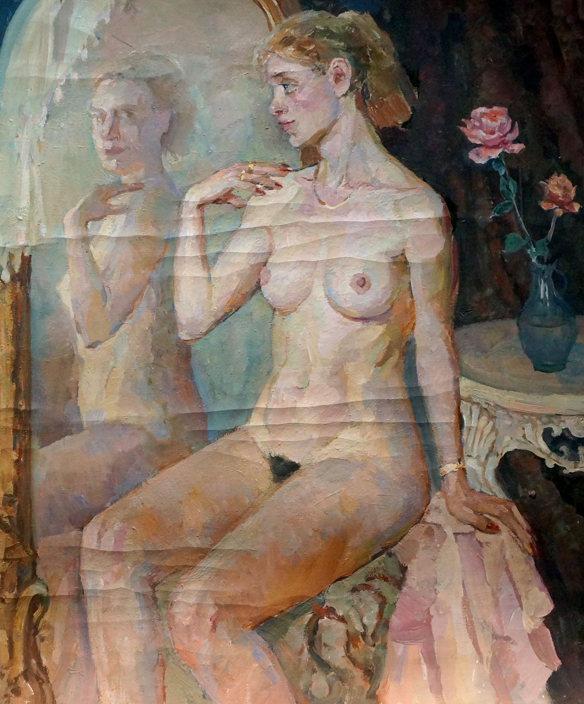 Classical oil painting of female figure Reflection by Maria Titarenko