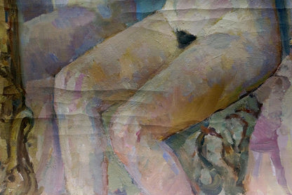 Impressionistic oil painting of female figure legs by Maria Titarenko