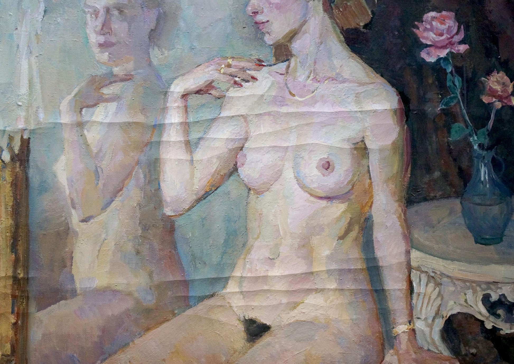 Impressionistic oil painting of female figure Reflection by Maria Titarenko