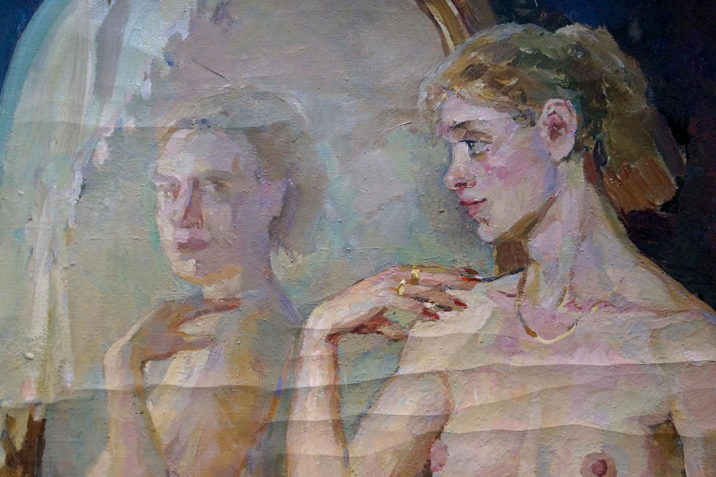 Impressionistic oil painting of female figure Maria Titarenko reflection