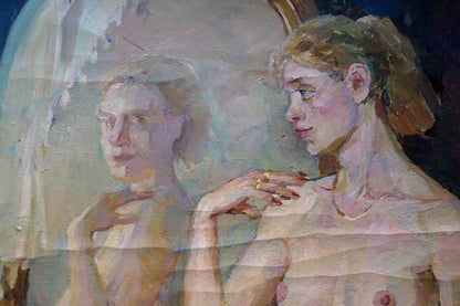 Impressionistic oil painting of female figure Maria Titarenko reflection