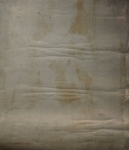 Oil painting back of Reflection of female figure Maria Titarenko with worn beige fabric