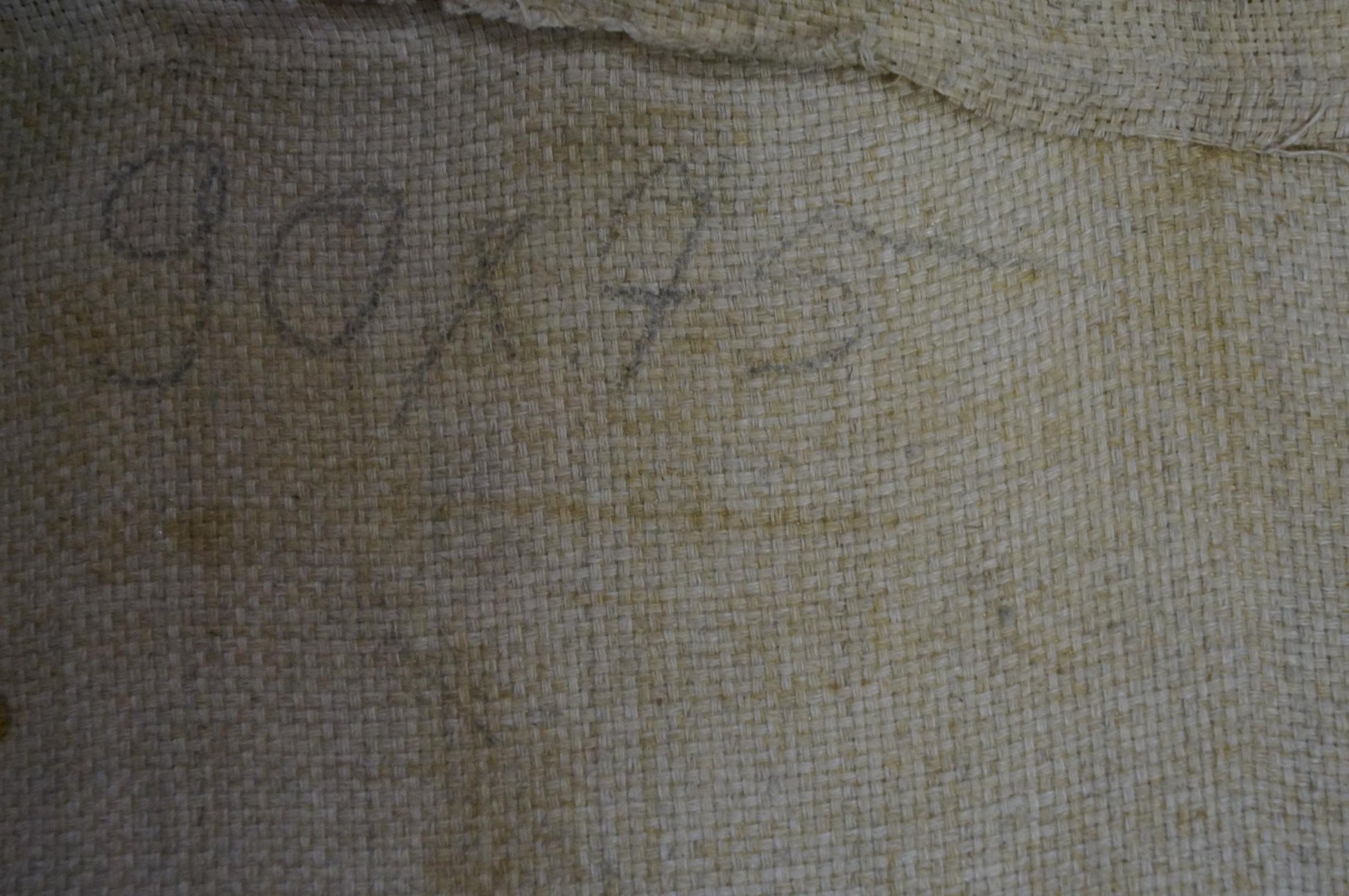Faded beige canvas back of oil painting Reflection of a female figure Maria Titarenko