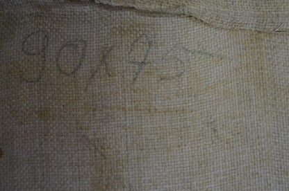 Faded beige canvas back of oil painting Reflection of a female figure Maria Titarenko