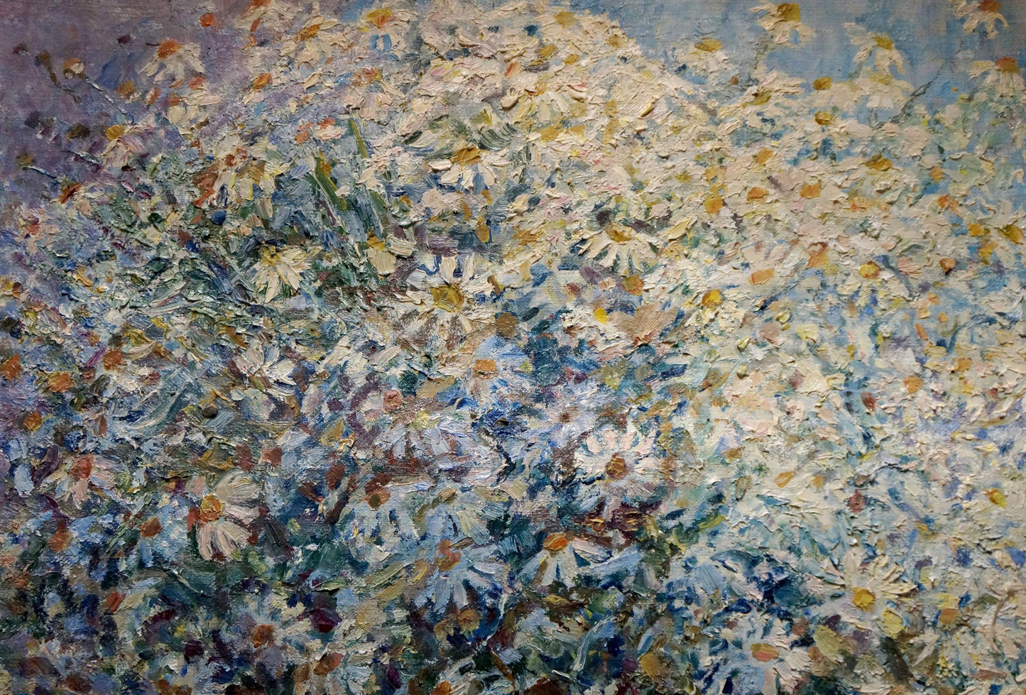 Impressionistic oil painting of white daisies by Titarenko Maria Anatolyevna
