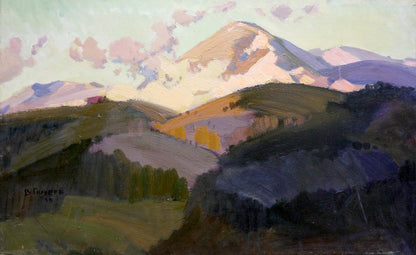 Oil painting The Mountains by Golubev Vasily Ivanovich, pastel impressionist peaks