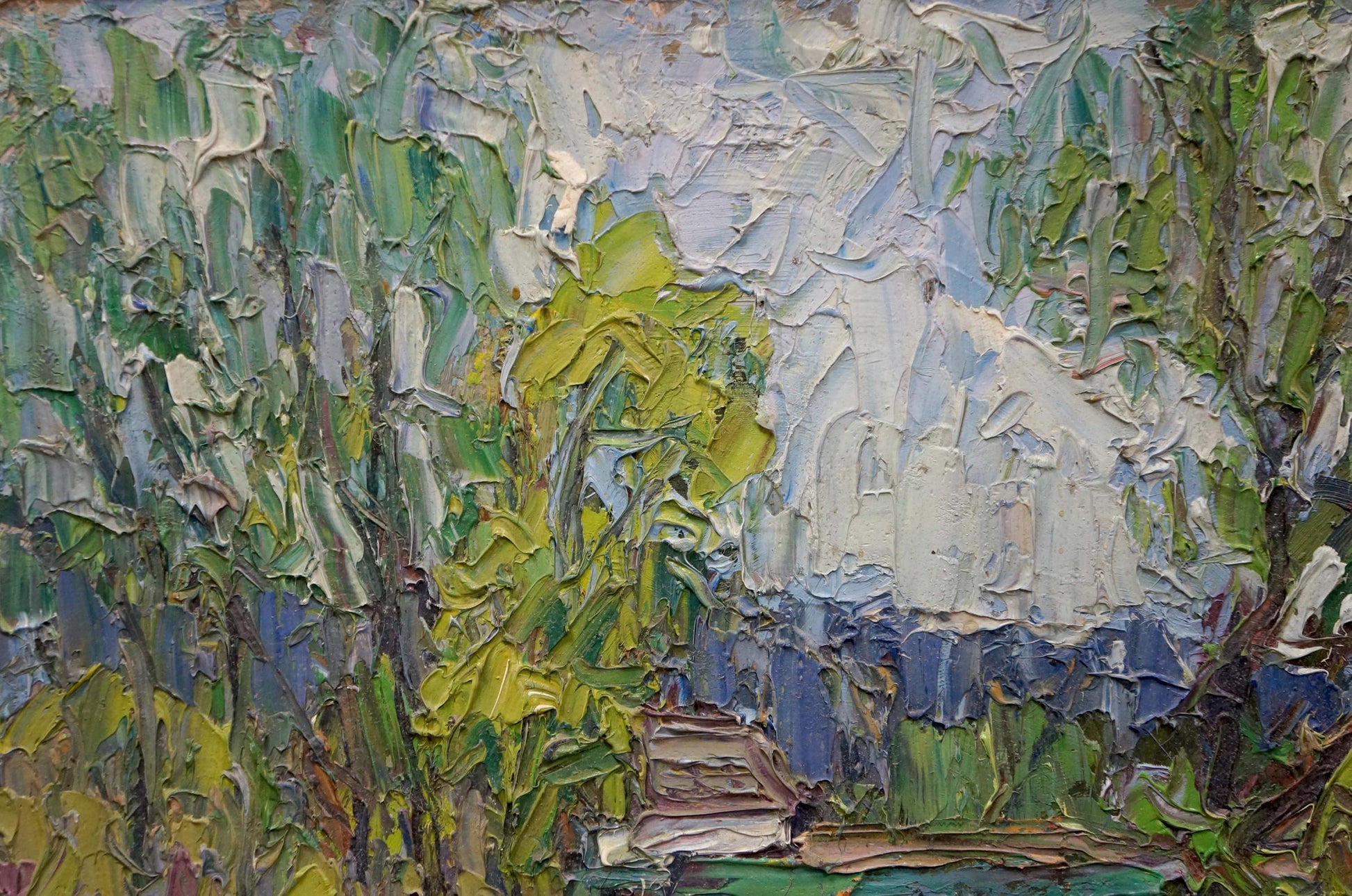 Impasto textured forest scene oil painting by Dupliy Sergey Alexandrovich