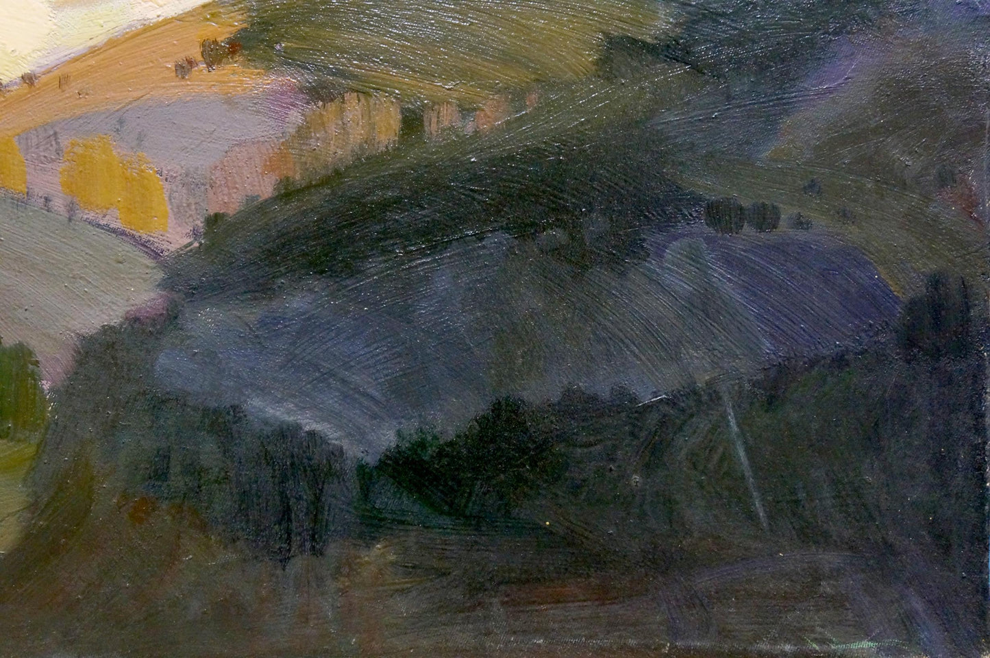 Oil painting The Mountains by Golubev Vasily Ivanovich, textured hills