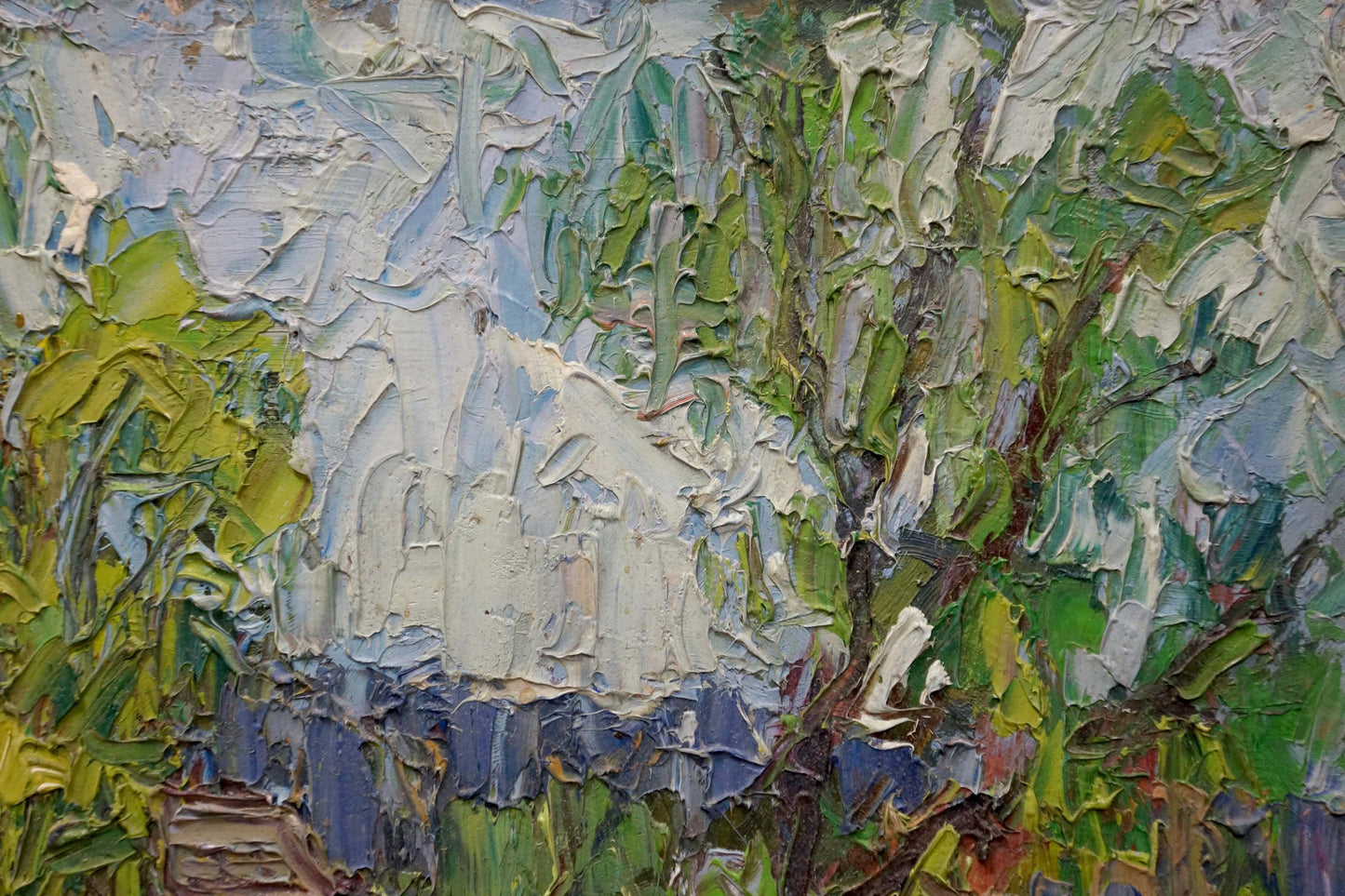 Abstract impressionist oil painting of house by the shore by Dupliy Sergey Alexandrovich