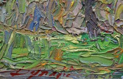 Abstract impressionistic oil painting House by the Shore by Dupliy Sergey Alexandrovich