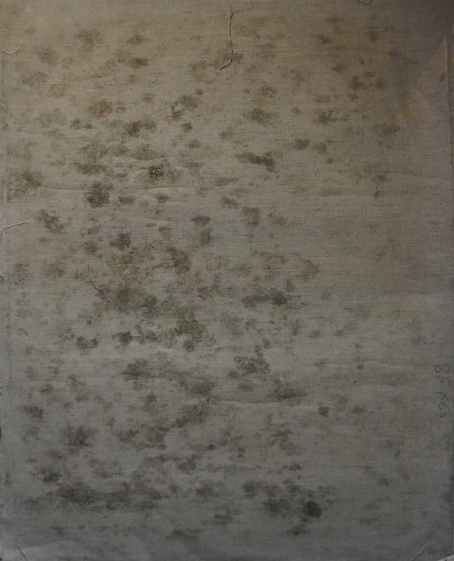 Back of Maria Titarenko oil painting with weathered stained fabric