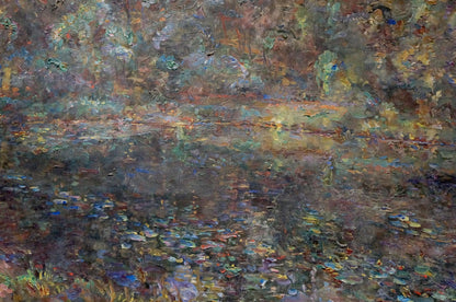 Impressionist oil painting of tranquil pond with lily pads by Titarenko Maria Anatolyevna