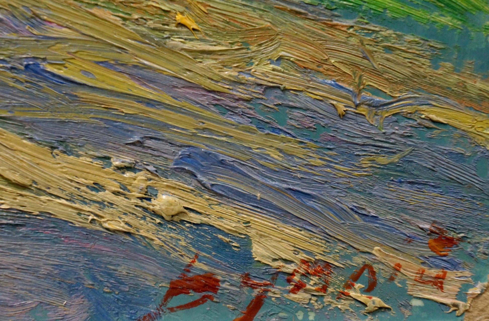 Abstract Haystacks oil painting by Sergey Dupliy with impasto strokes