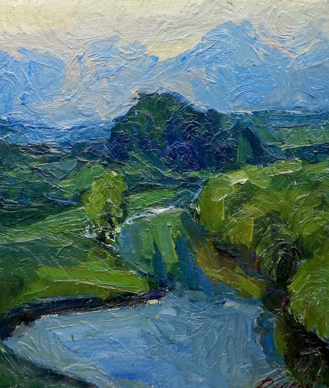 Oil painting Waterfall Dupliy by Sergey Alexandrovich serene landscape
