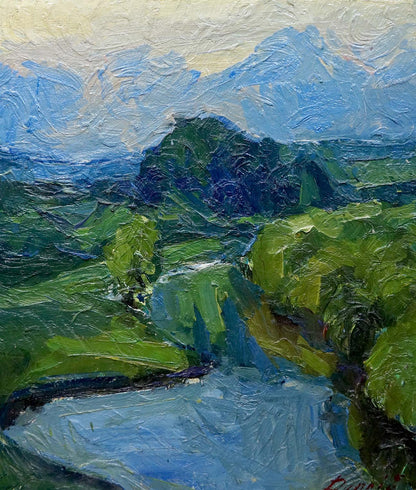 Oil painting Waterfall Dupliy by Sergey Alexandrovich serene landscape