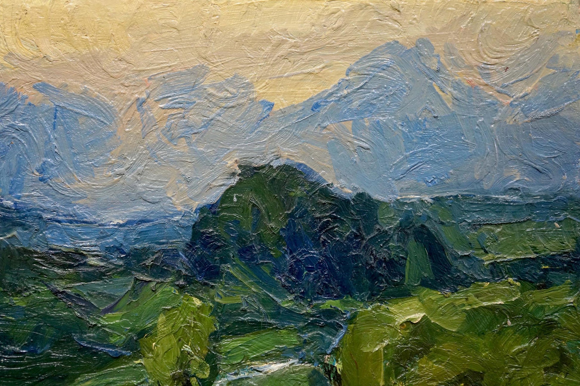 Textured oil painting of waterfall landscape by Dupliy Sergey Alexandrovich