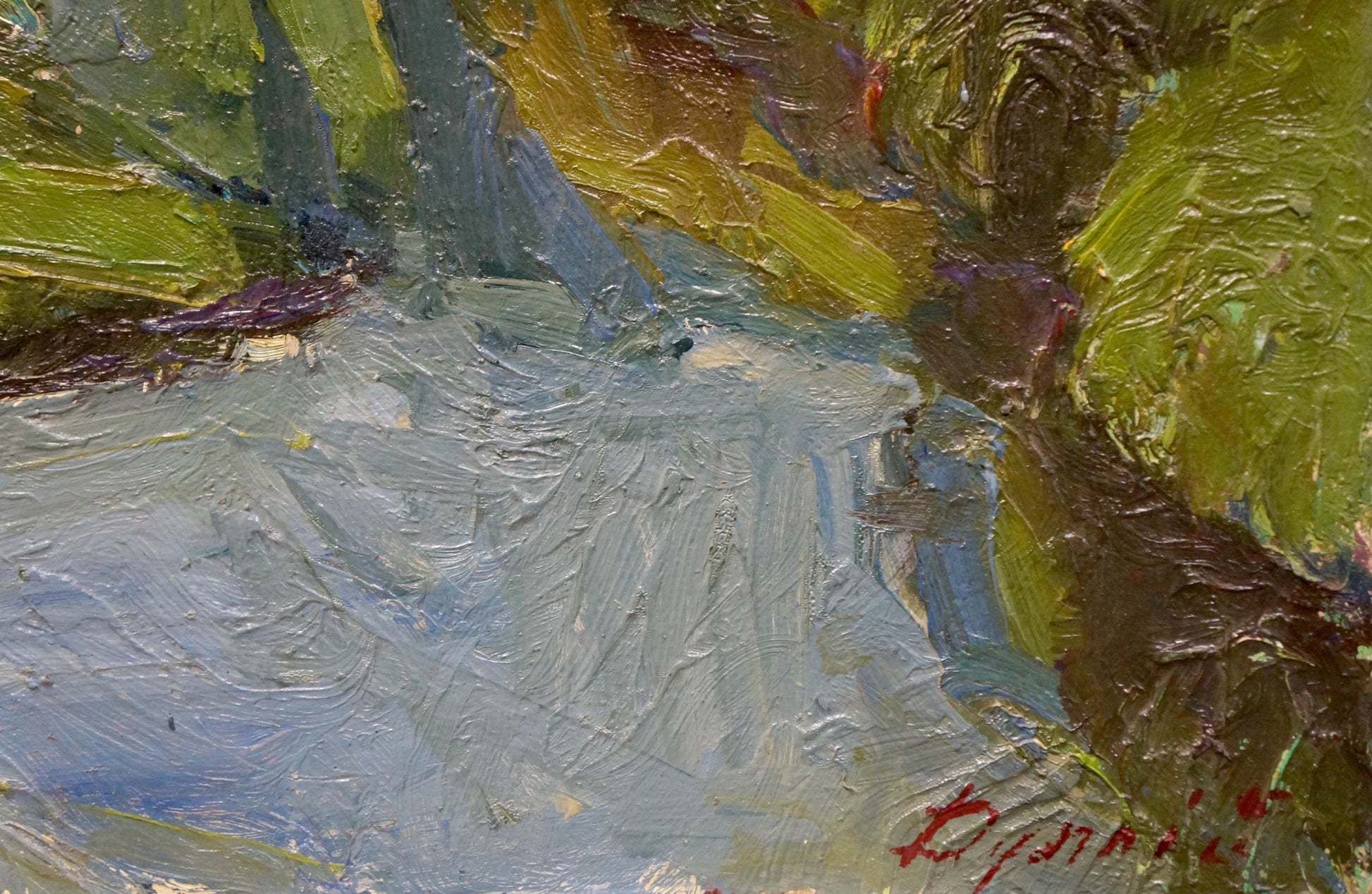 Textured impasto oil painting of waterfall by Dupliy Sergey Alexandrovich