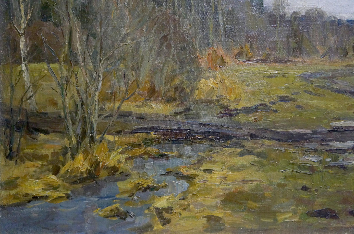 Oil painting Closer to the forest by Sokolov Vasily Vasilievich, serene autumn landscape
