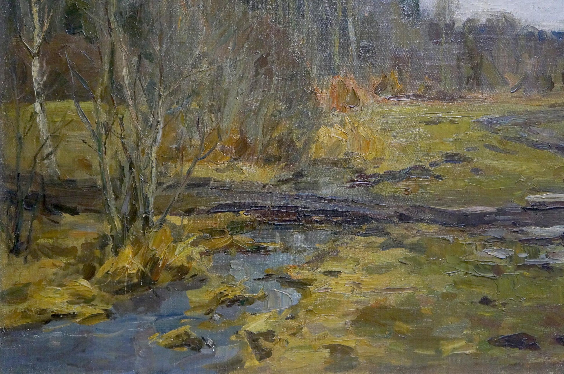 Oil painting Closer to the forest by Sokolov Vasily Vasilievich, serene autumn landscape