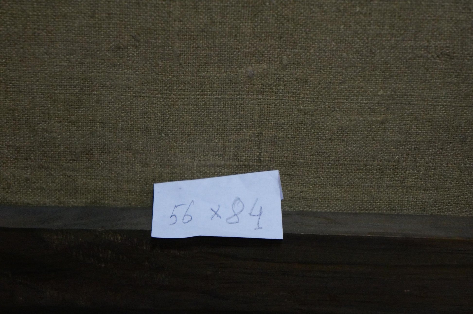Back of 56 x 84 inch oil painting room interior handwritten note