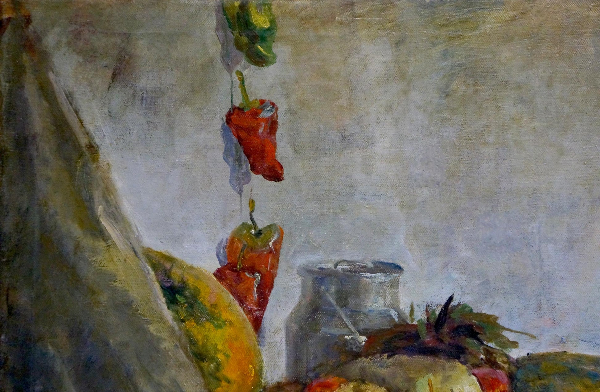 Oil painting Still life Kucherov I: vibrant red pepper with vegetables