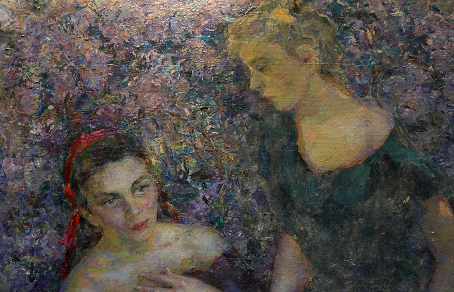 Oil painting Girls near the lilac by Titarenko Maria Anatolyevna