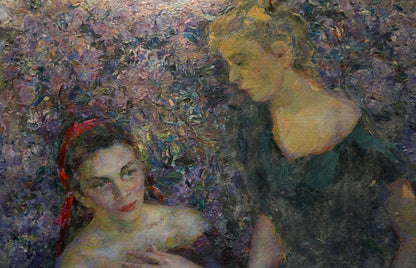 Oil painting Girls near the lilac by Titarenko Maria Anatolyevna