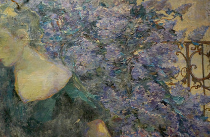 Lush impasto oil painting of purple lilac by Titarenko Maria Anatolyevna