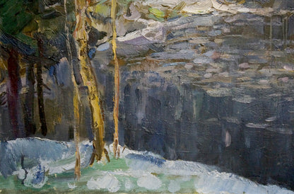 Oil painting Winter landscape by Kuts Vladimir Vladislavovich with golden trees