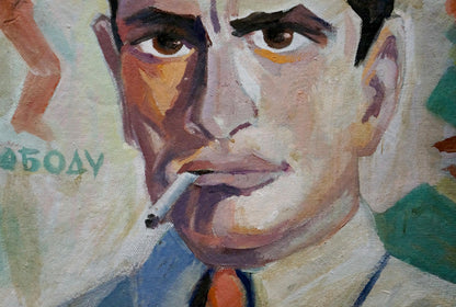 Oil painting portrait of man by Alexander Alexandrovich Deineka