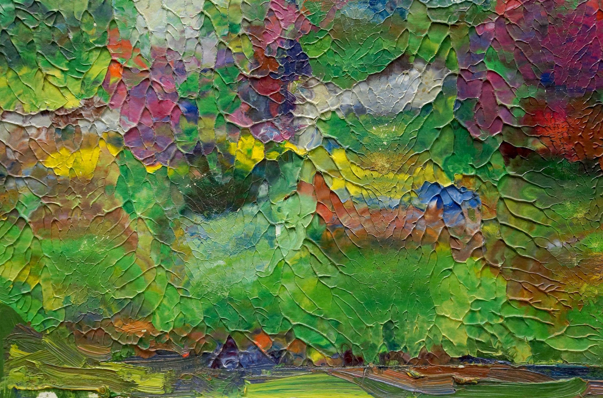 Vibrant abstract oil painting of blooming trees by Dupliy Sergey Alexandrovich