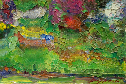 Vibrant abstract oil painting of blooming trees by Dupliy Sergey Alexandrovich