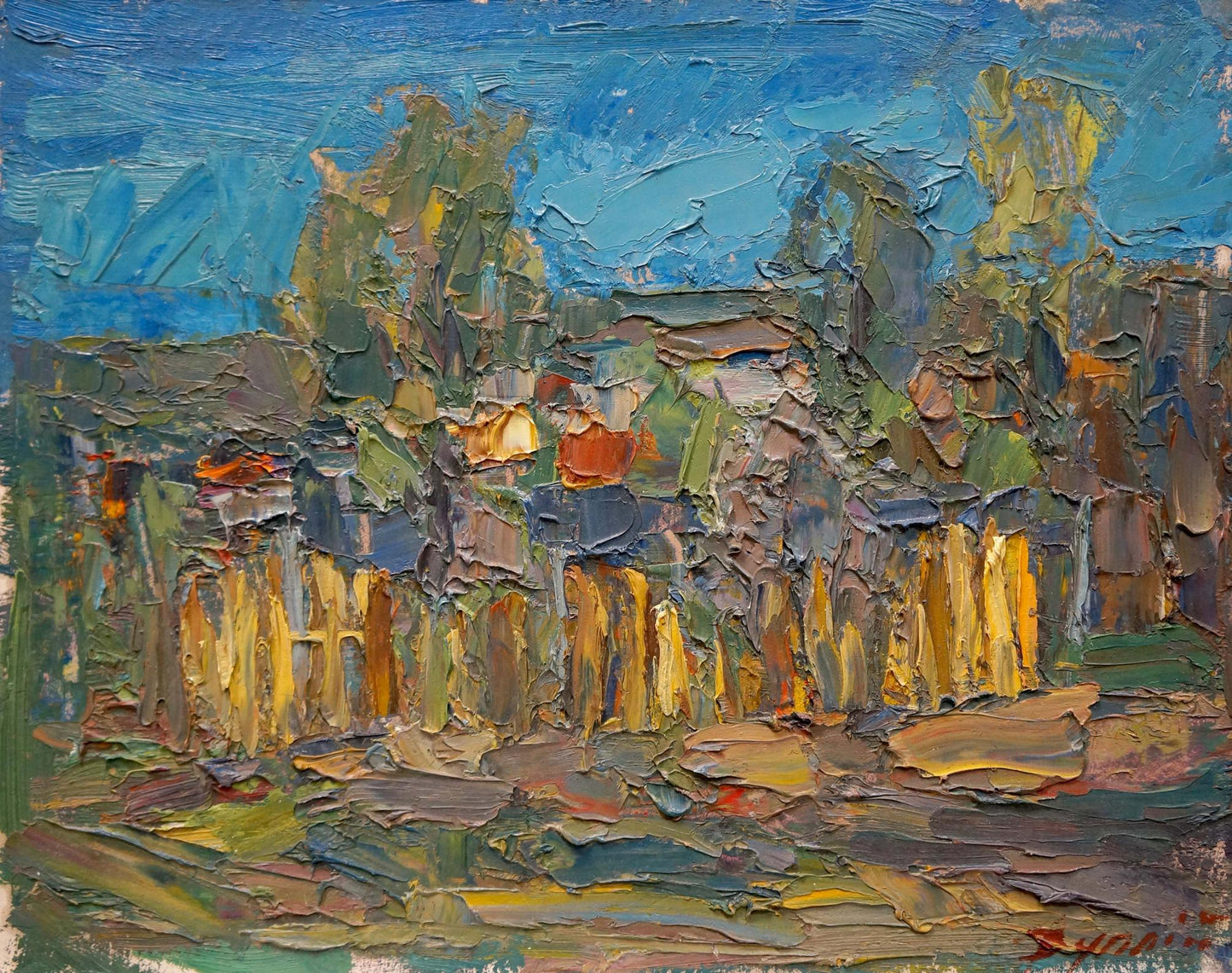 Impasto textured Evening Dupliy Sergey Alexandrovich abstract oil landscape