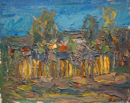 Impasto textured Evening Dupliy Sergey Alexandrovich abstract oil landscape