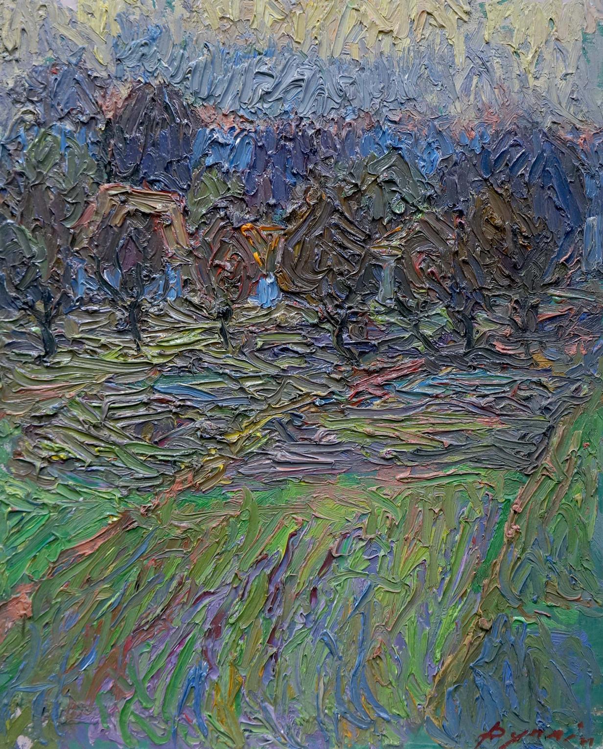 Impasto abstract oil painting Among the Trees by Dupliy Sergey Alexandrovich